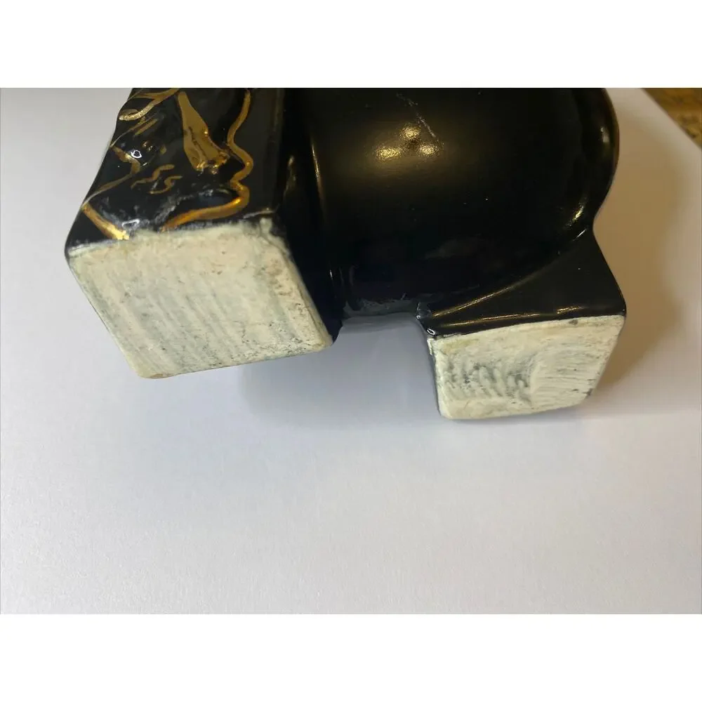 Vintage FAPCO 1930 Joan Lea Creations Shanghai Black 22K Gold Disk Asian Vase